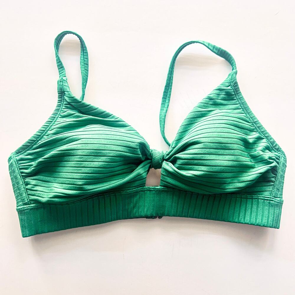 Kona Sol Teal Ribbed Women's Bathing Suit Bikini Top D/DD